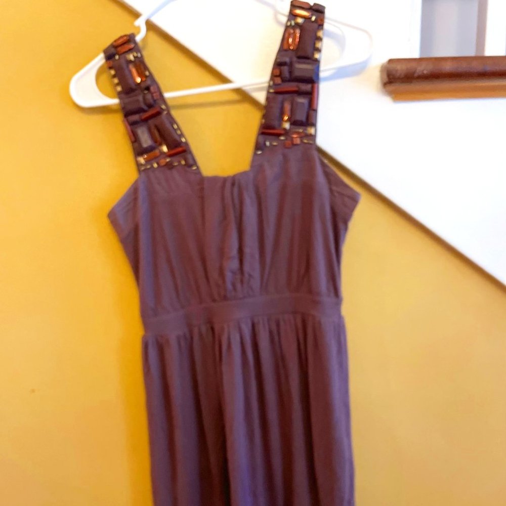 Deletta Brown Dress w/ Beaded Straps – Small